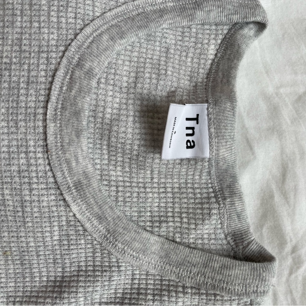 Gray, waffle material, tank top from Aritzia
